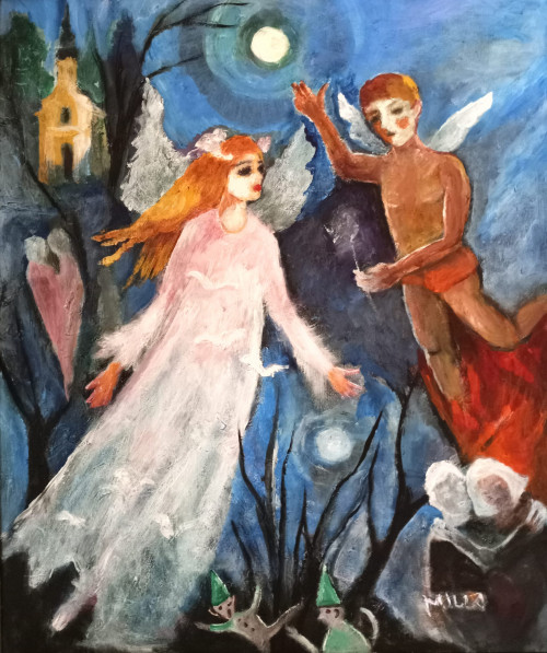 éjjeli varázs, 80x70 cm, akril, vászon