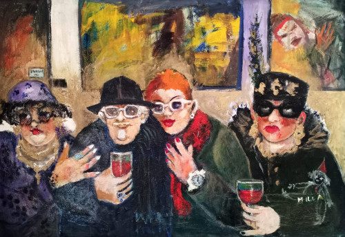 "Mű a mű előtt" 88x100 cm, farost- lemez, olaj *