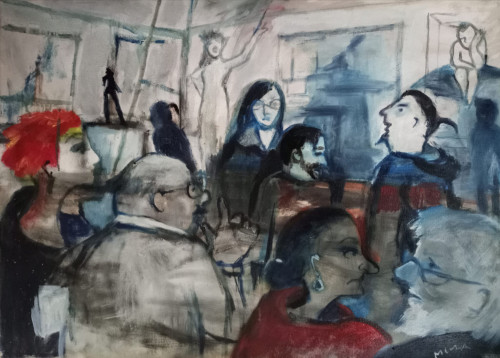 " Nyitott Ajtó-  a Művészeti Akadémián",  70x50 cm,olaj,feszített vászon *