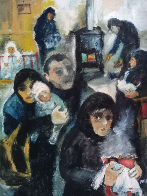 "A meleg leves- családi összejövetel", vászon (nincs vak keretre feszítve) 60x45 cm, olaj *