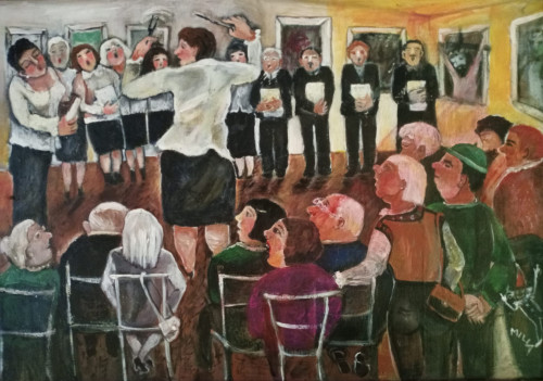 "Magyar Kultúra Napja nyitó-ének" 67x97 cm, olaj, farost-lemez *