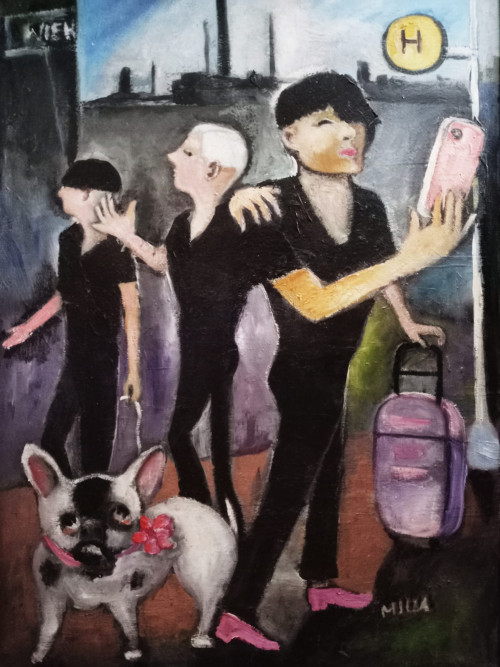 'Találkozásom'a divatgurúval Bécsben",  70x50 cm olaj feszített vászon *