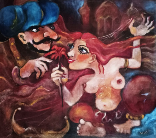 "Raxolana csábítása" 70x 80 cm, feszített vászon olaj