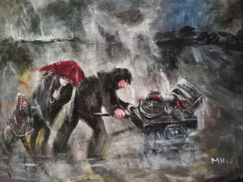 "Kilakoltatott" 54x73 cm, olaj, farost, *