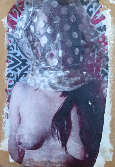 various materials on wood, 25x34, 2020