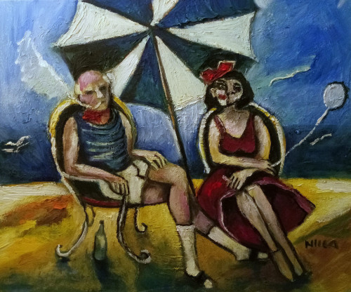 "Pár a tengerparton" 50x60 cm