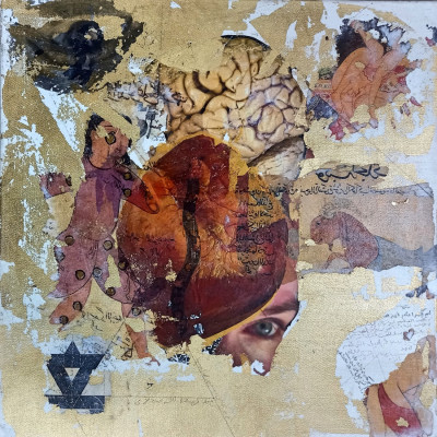 various materials on wood, 49x49cm, 2020