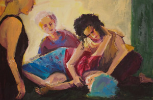 TAL GAOSH IDon’tKnowHowtoGetUp, Acrylicon
canvas, 71 x 50 cm (2024).